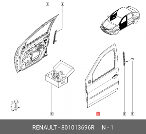 Дверь ЛАДА Largus передняя левая OE 801013696R RENAULT
