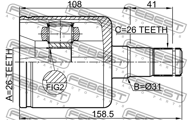 ШРУС внутр левый VOLVO S40 II 2004-2012 2711-S40IILH 2711-S40IILH FEBEST