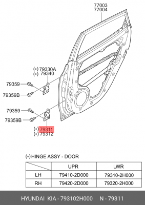 петля двери!\ Hyundai, KIA 793102H000 HYUNDAI