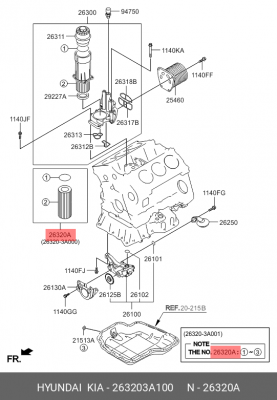 фильтрующий элемент масла! \ Hyundai ix55 3.0CRDI, KIA Mohave 08> 263203A100 HYUNDAI