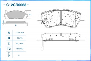 Тормозные колодки задние Low Metallic C12CR0068 C12CR0068 CWORKS
