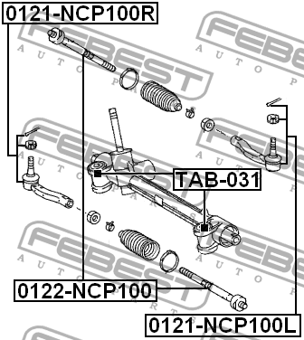 Наконечник рулевой левый TOYOTA YARIS (P13) 11- 0121-NCP100L 0121-NCP100L FEBEST