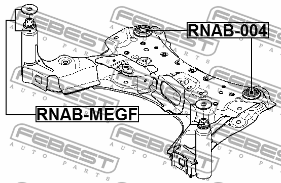 Сайлентблок подрамника RENAULT MEGANE III 08-16 RNAB-MEGF RNABMEGF FEBEST