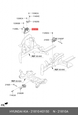 Опора двигателя KIA Cerato (18-),Soul (19-) правая АКПП OE 21810K0150 HYUNDAI KIA