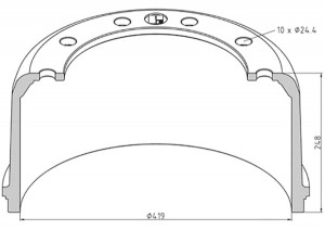 барабан тормозной задний! 419x204 H248 d282.7 10n-335-24.4\ ROR 26653800A PETERS ENNEPETAL