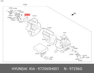 Привод HYUNDAI HD65,72,78 заслонок отопителя салона OE 972565H001 HYUNDAI KIA