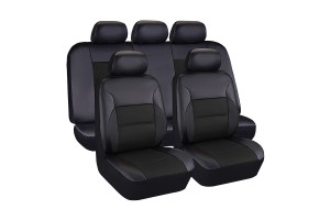 Авточехлы универсальные экокожа/полиэстер черные Fashion KRAFT KT835640 KRAFT