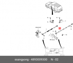 Датчик АБС SSANGYONG Actyon,Kyron,Actyon Sports,Rexton колеса заднего OE 4893009300 SSANG YONG