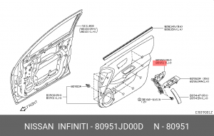 РУЧКА ДВЕРИ ПЕР ЛЕВ ВНУТР JJ10J10E 80951-JD00D NISSAN