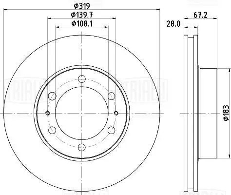 Диск торм. Toyota Fortuner (04-)/Hilux (97-) перед. d=319 (окраш.) (DF 270066) DF270066 TRIALLI