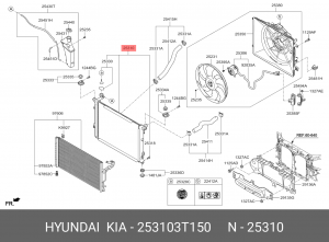 Радиатор KIA Quoris (12-) (3.3/3.8) OE 253103T150 HYUNDAI KIA