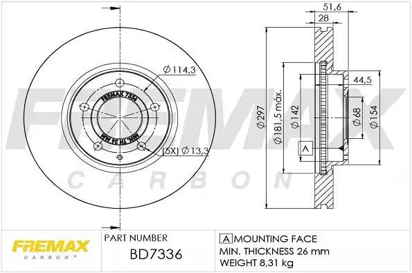 диск тормозной передний!\ Mazda 6/CX-5 2.0/2.2TD 11> BD7336 FREMAX