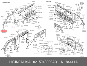 Уплотнитель двери HYUNDAI Porter передней левой OE 821504B000AQ HYUNDAI KIA
