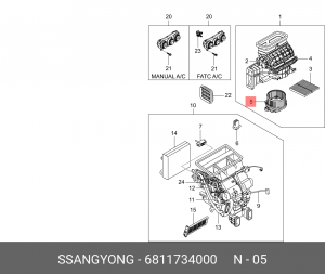 Мотор отопителя SSANGYONG Actyon (10-) OE 6811734000 SSANG YONG