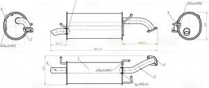 Глушитель Chevrolet Aveo (02-) 1.2i/1.4i осн. (кор.труба) (алюм. сталь) (EMM 036 EMM 0368 TRIALLI