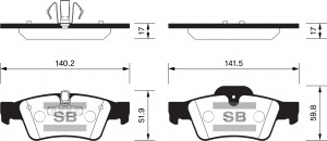 Колодки тормозные MERCEDES ML (W164) задние (4шт.) SANGSIN SP2190 SANGSIN