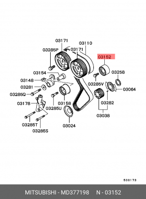 Ролик ГРМ MITSUBISHI Galant,Montero,Pajero (2.0) обводной OE MD377198 MITSUBISHI