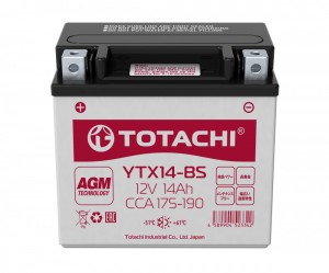 АКБ TOTACHI MOTO YTX14-BS 14 а/ч R AGM 90214 TOTACHI