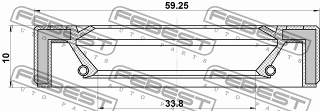 Сальник привода 33.8x59.25x10x10 95GAW-35591010R FEBEST