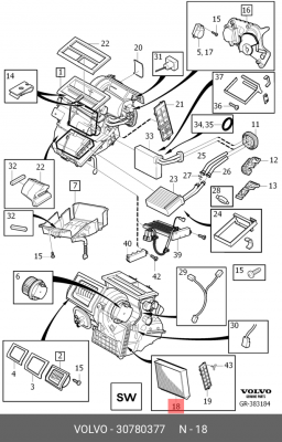 Фильтр воздушный салона VOLVO S40 угольный OE 30780377 VOLVO