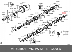 Подшипник КПП MITSUBISHI Lancer (96-) вала первичного OE MD719782 MITSUBISHI