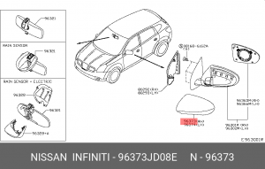 Крышка зеркала правого 96373-JD08E 96373-JD08E NISSAN