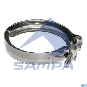 Хомут глушителя SCANIA 3,4,P,R,T series (нерж) SAMPA 041.303 SAMPA