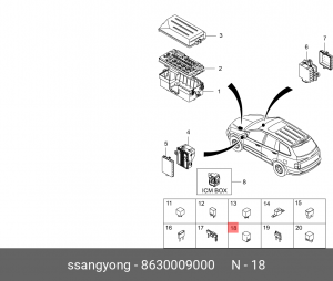 Реле поворота SSANGYONG Actyon (06-),Kyron (05-),Actyon Sports (06-/12-) OE 8630009000 SSANG YONG