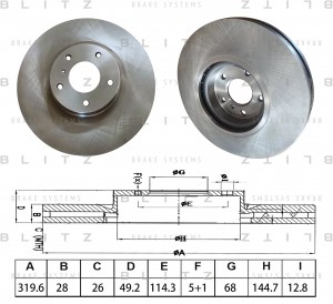диск тормозной передний!\ Nissan Murano 3.5 4WD 05> BS0551 BLITZ