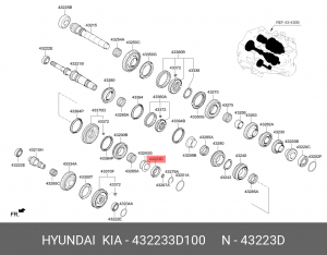 Подшипник КПП HYUNDAI i40 (15-),ix35 (14-) первичного вала задний OE 432233D100 HYUNDAI KIA