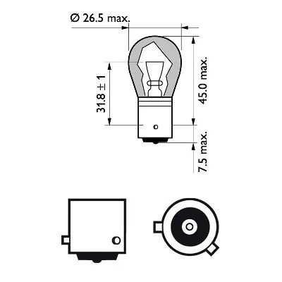 PY21W 12V BAU15s 12496NACP PHILIPS