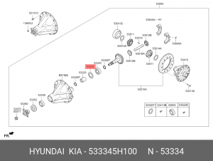 Кольцо HYUNDAI HD65,72,78 County маслоотражательное редуктора заднего моста внут 533345H100 HYUNDAI KIA