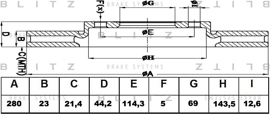 Диск тормозной передний KIA Cee'd 12- BS0456 BS0456 BLITZ