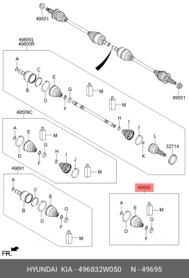 к-кт пыльника ШРУСа внутреннего!\ Honda Accord/Prelude/CRX/CR-V 1.5-2.3i 87> 49683-2W050 HYUNDAI