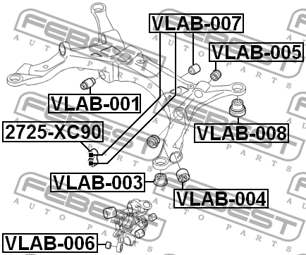 Сайлентблок задней балки VOLVO V70 II (2000-2008) VLAB-008 VLAB-008 FEBEST