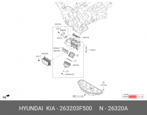 Фильтр масляный HYUNDAI G80 OE 263203F500 HYUNDAI KIA