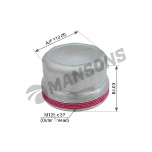 Колпак ступицы колеса BPW (125х3мм) (резьба снаружи) (10;11;12T)(SW110мм) MANSON 300077 MANSONS