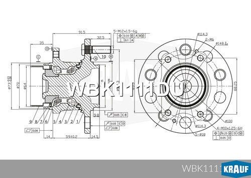 Ступица в сборе [задн, ABS] HYUNDAI Sonata VI (YF), V (NF), Grandeur (TG, HG), i WBK1111DU KRAUF