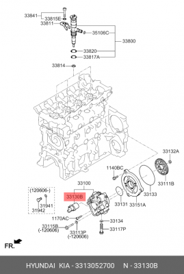 Клапан HYUNDAI HD120 дв.D6GA контроля подачи насоса топливного OE 3313052700 HYUNDAI KIA