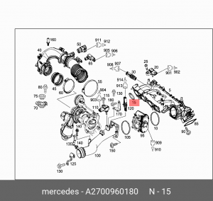 Прокладка коллектора MERCEDES A (W176) (11-) впускного OE A  2700960180 MERCEDES BENZ