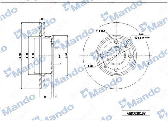 Диск тормозной HYUNDAI Terracan (01-) передний (1шт.) MANDO MBC030169 MANDO