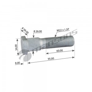 шпилька ступицы колеса! M22x1.5x95 Gigant, LOHR 870.012 MANSONS