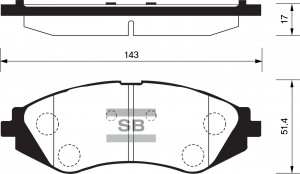 Колодки тормозные DAEWOO Nexia,Nubira CHEVROLET Lacetti (03-) передние (4шт.) SA SP1159 SANGSIN