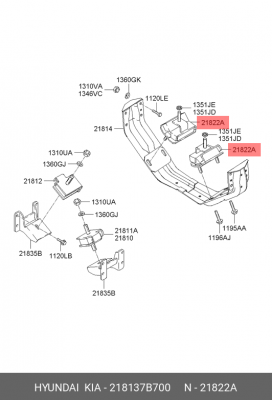 Подушка HYUNDAI HD120 дв.D6DA22 двигателя задняя OE 218137B700 HYUNDAI KIA
