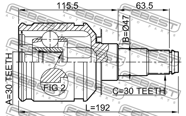 ШРУС внутренний 30X47X30 0111-GRJ120 FEBEST