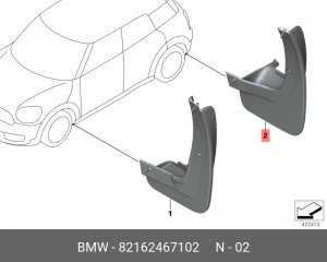 Брызговик MINI Countryman (F60) задний комплект OE 82 16 2 467 102 BMW