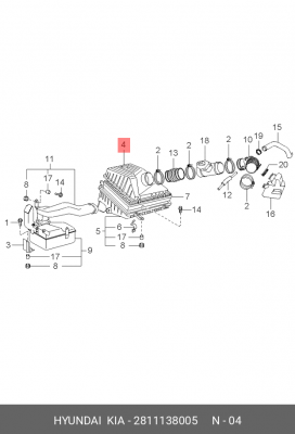 КОРПУС ВОЗДУШНОГО ФИЛЬТРА ДЛЯ КИА MAGENTIS 2000-2005 2811138005 HYUNDAI KIA