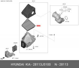 Фильтр воздушный HYUNDAI G70 (17-) OE 28113J5100 HYUNDAI KIA