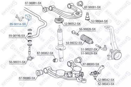 втулка стабилизатора переднего центральная!\ Toyota 4 Runner #ZN18#/Land Cruiser 89-98114-SX STELLOX