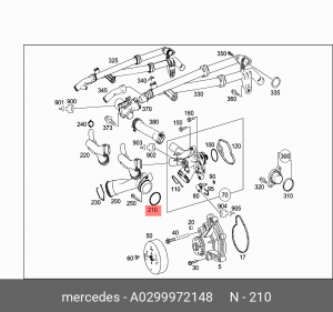 Кольцо уплотнительное MERCEDES C 180 (02-08) охлаждающей системы OE A  0299972148 MERCEDES BENZ